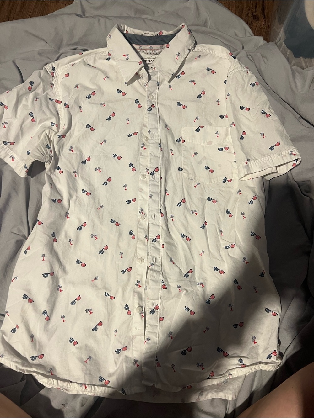 Men's Free Planet Flag & Fireworks Camp Shirt